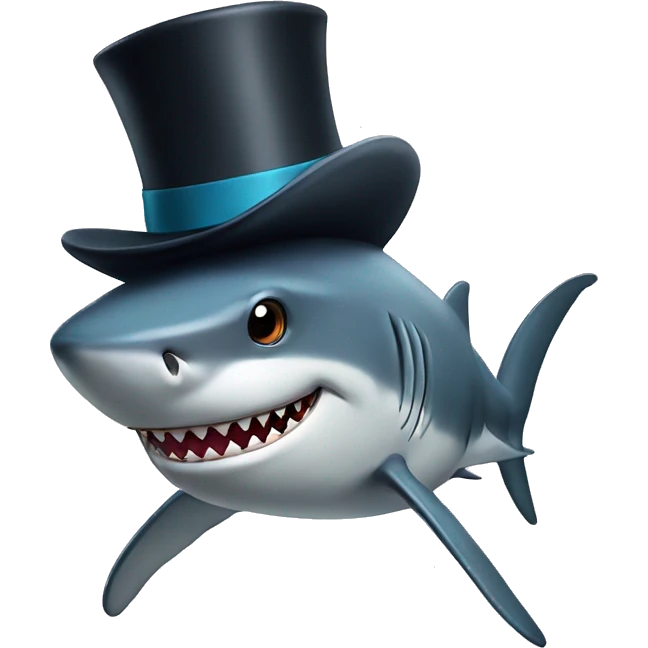 Shark with a top hat emoji