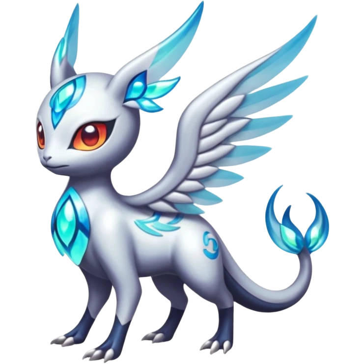 Angelic Divine Bioluminescent Translucent Luminescent Diaphanous Shiny Colorful Meloetta-Latias-Koraidon-Peppercat-Wargreymon-Protogen-Fakémon-fusion-hybrid-creature emoji