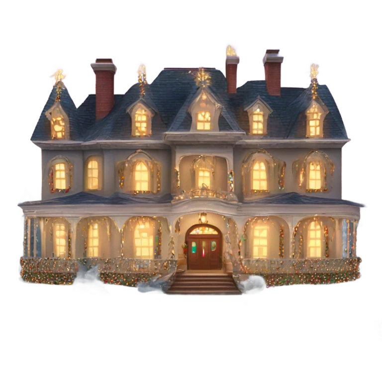 very large mansion overly decorated with lots of fancy Christmas lights and lots of Fancy christmas decorations emoji