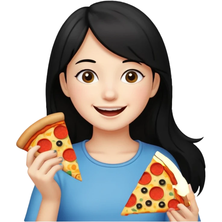eating food well baby with happy face black hair young girl emoji