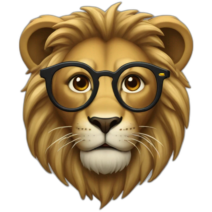 Lion crinière noire lunettes  emoji