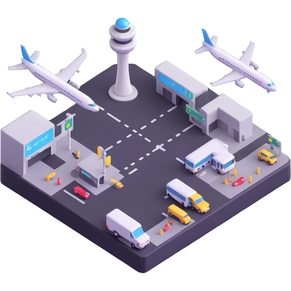 international airport with multiple terminals emoji