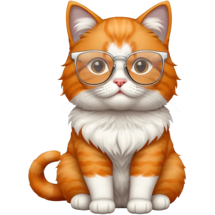 cat full body wearing glasses with clear square modern frames emoji