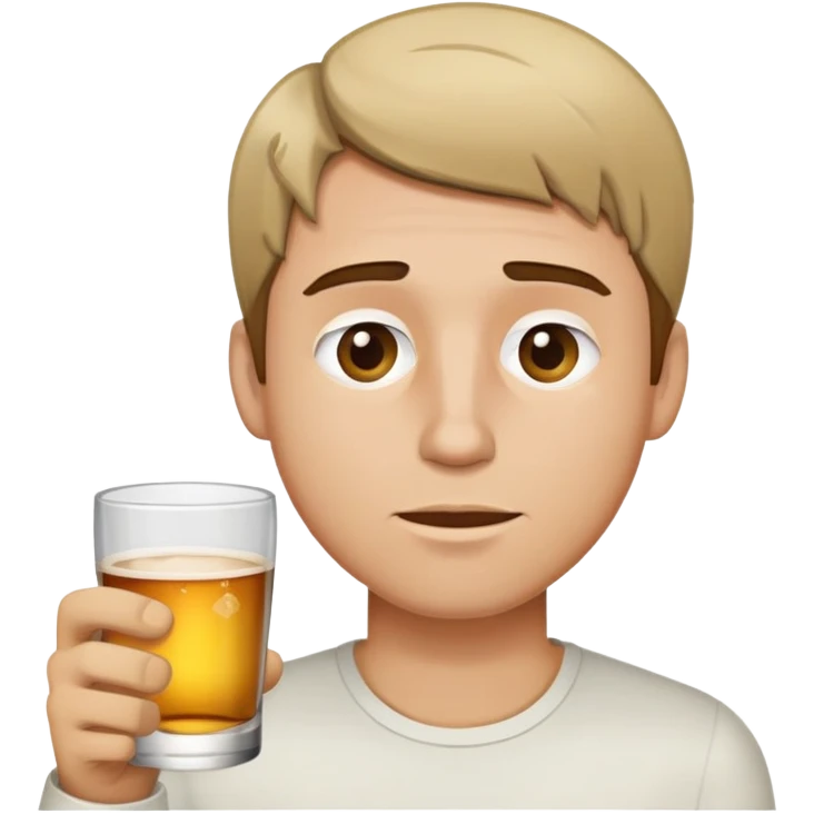 chico de pleo corto marron con un poco de rubio fondo blanco y borracho emoji