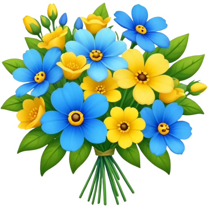 Bouquet of blue and yellow flowers emoji