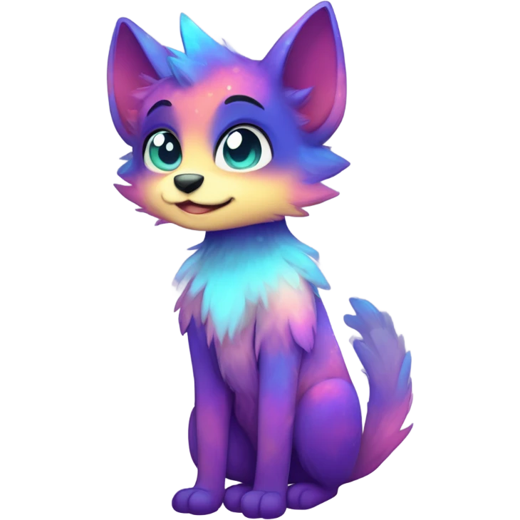 gradient-Sparkle-nebula-fursona anthropomorphic furry Fakémon full body emoji