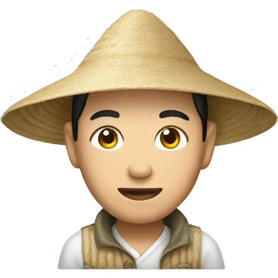 Chinese person with rice farmer hat  emoji