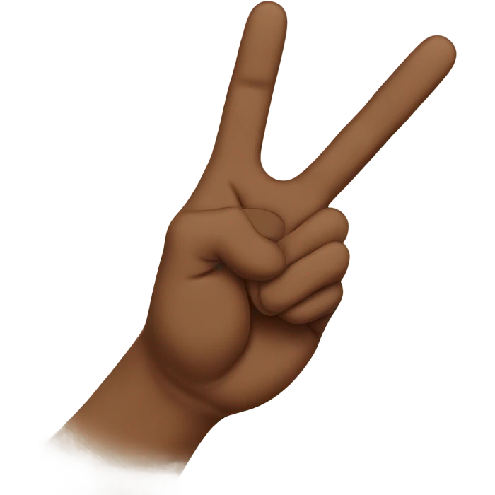 brown hand peace sign using the pointer and thumb, with palms out emoji