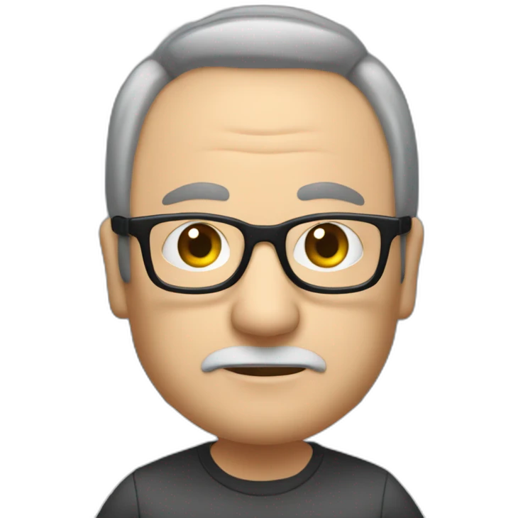 old nerd kind of fat and with receiding hairline and beard and glasses sitting at a desktop with three monitors emoji