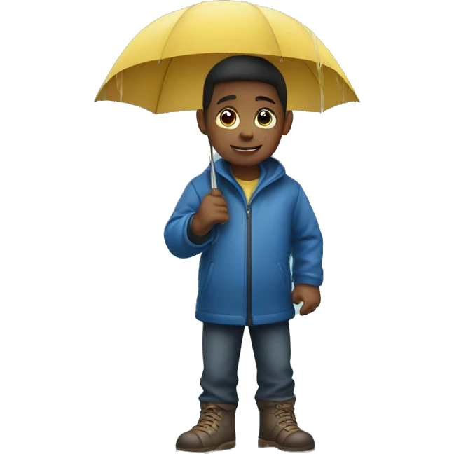 A kid holding an umbrella in the rain emoji