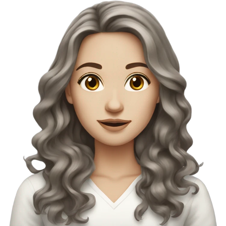 Dark brown hair brown eyes long wavy hair white skin woman emoji