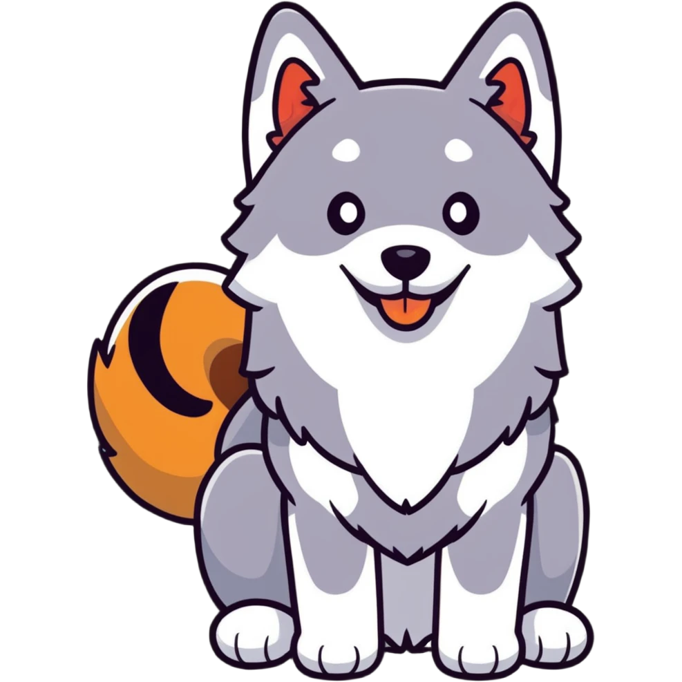 happy cinnamon colored husky dog emoji