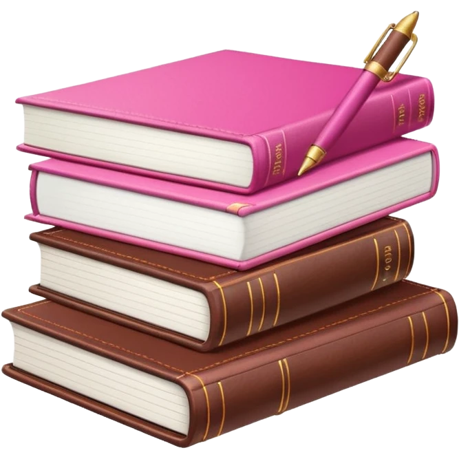 pink and brown modern books diary and pen emoji