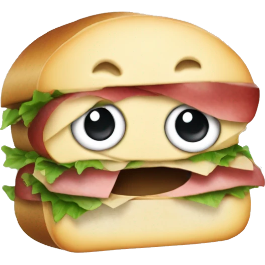 A sandwich that is dressed up as a robber emoji