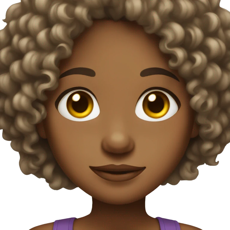 brown girl with curly hair and brown eyes emoji