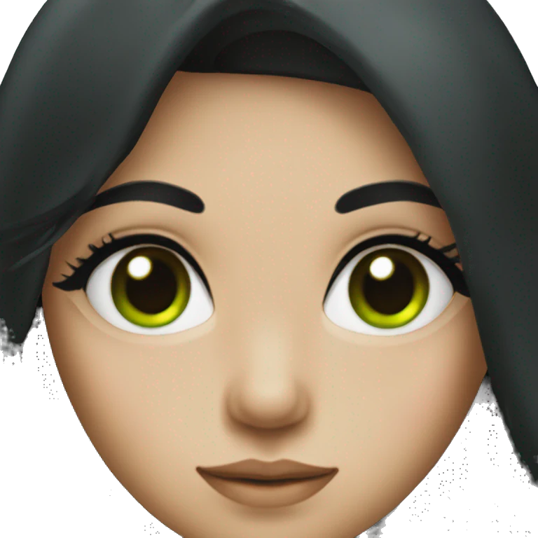 A girl with green eyes and black hair emoji
