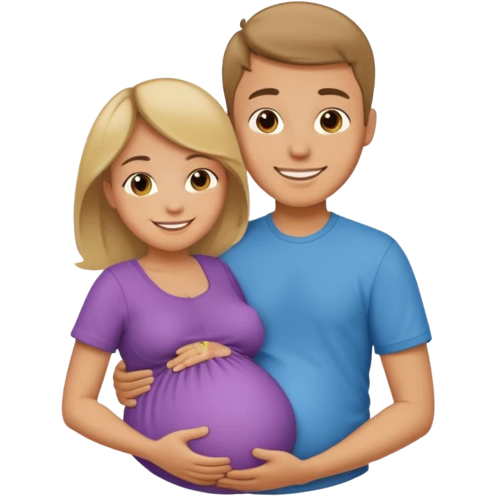 Boyfriend holding pregnant girlfriends belly emoji