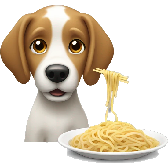 Dog eating noodles emoji