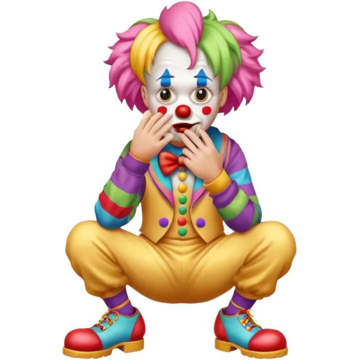 A clown holding his nose because he can smell poop emoji