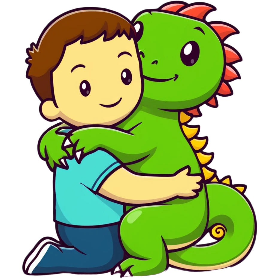 person hugging an iguana emoji