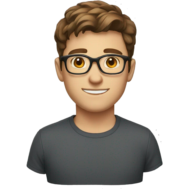 young caucasian man with glasses and brown hair emoji