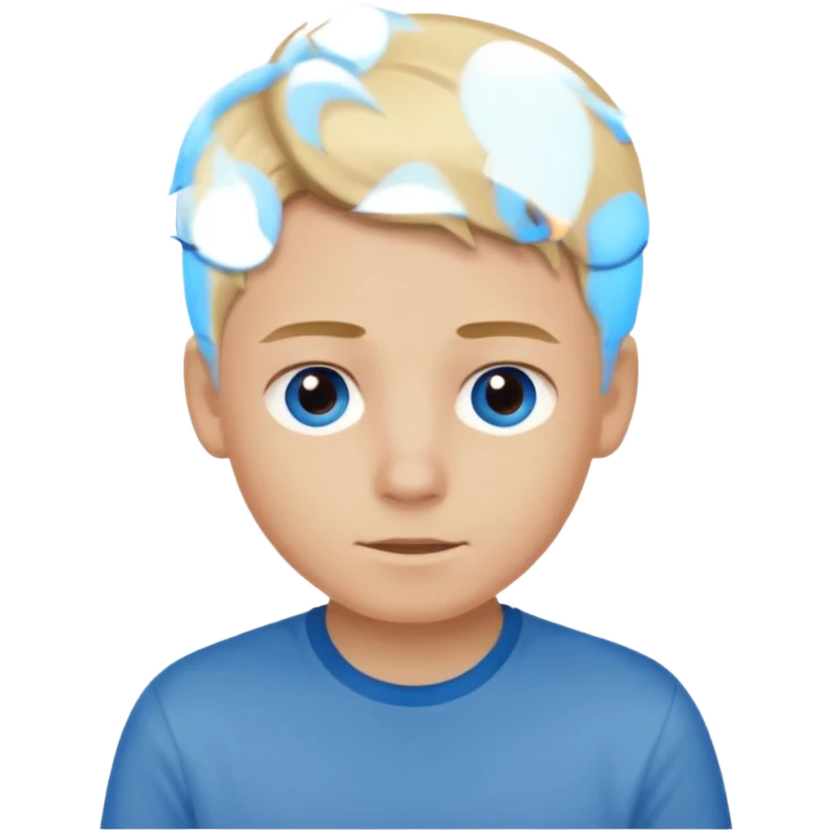 boy with blonde hair emo, shirt color brown, and blue eyes emoji