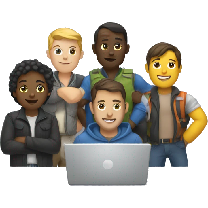 group of developers with a laptop emoji