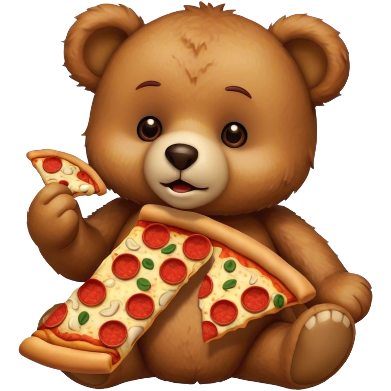 Teddy bear eating pizza emoji