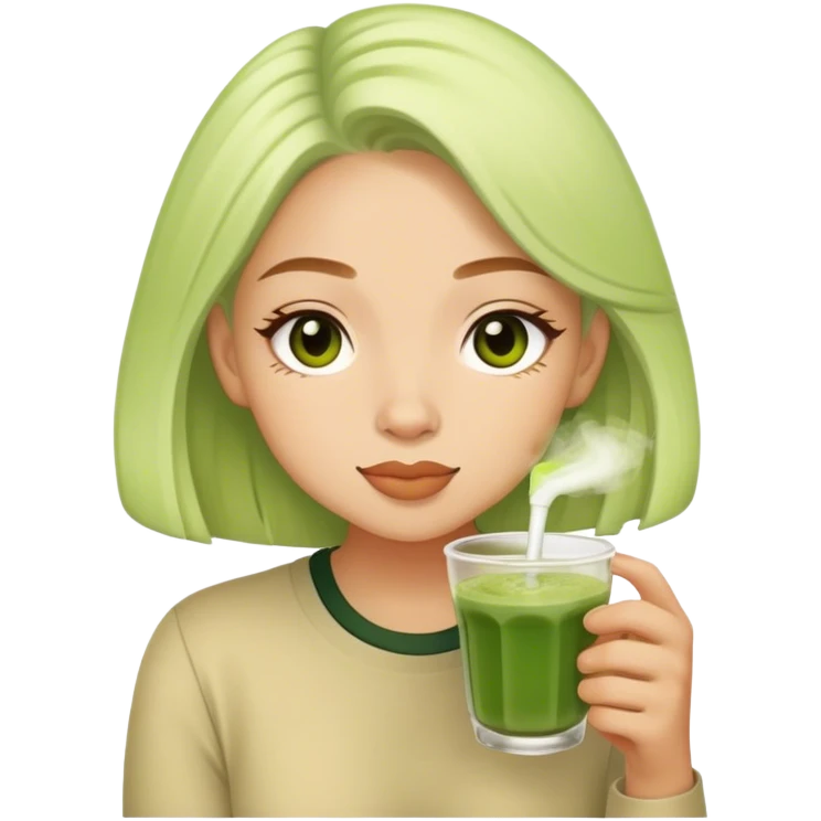 cynthia drinking buss matcha emoji
