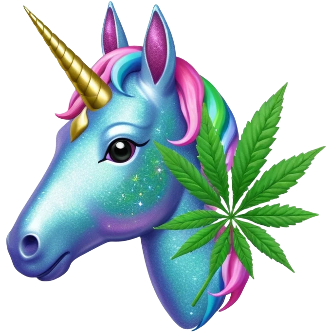 Weed leaf with a Glitter unicorn  emoji