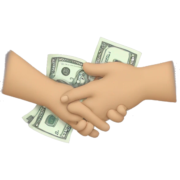 one hand giving money to other hand emoji