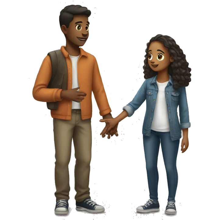 Young man giving a hand to a young woman emoji