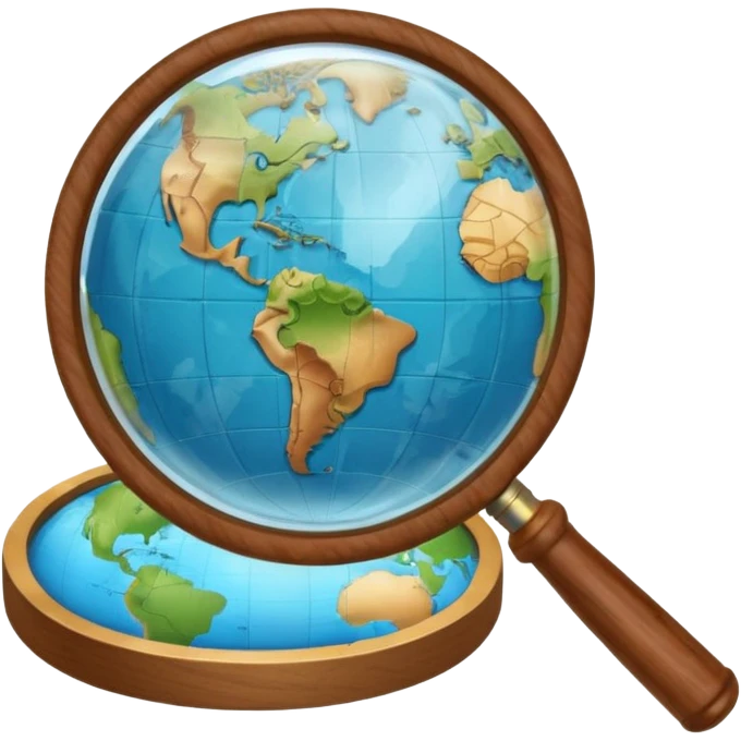 magnifying glass over a globe emoji