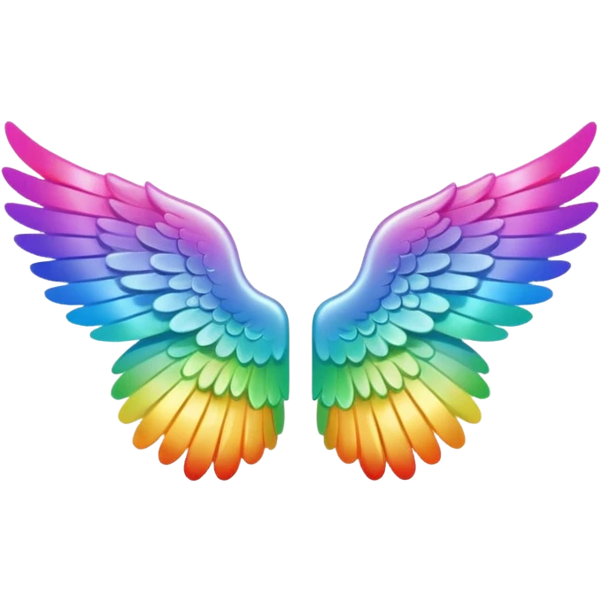 Tiny small mini left and right rainbow angel wings. Between left and right wings there is a little blank. emoji