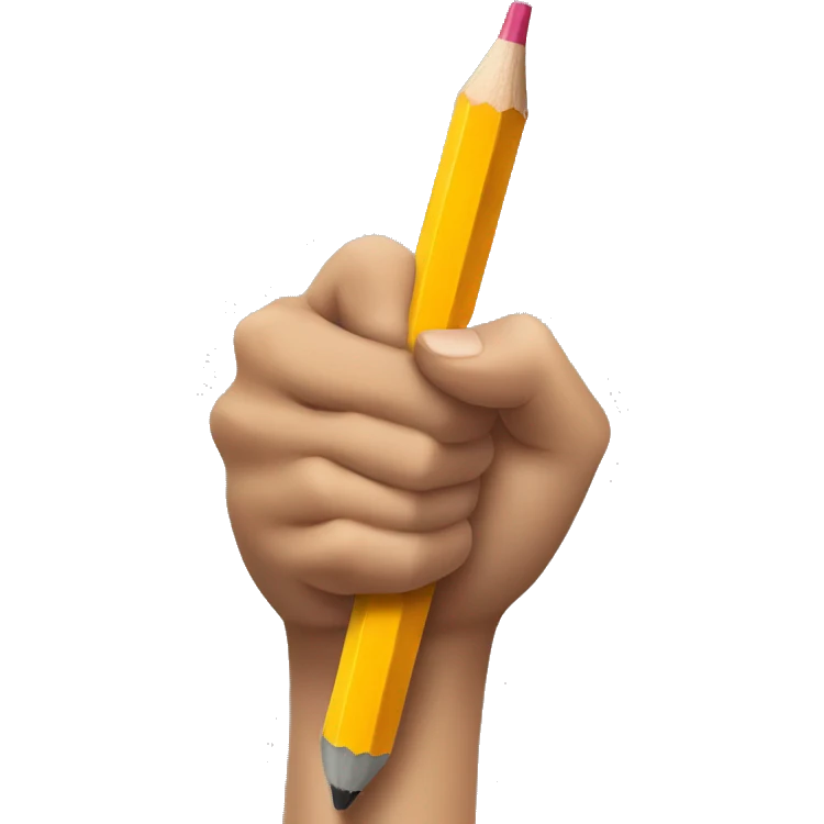 hand holding a big pencil in fist emoji