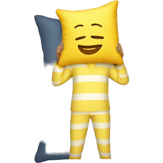 yellow emoji man with pillow head in pajamas emoji