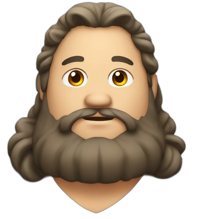 Fat guy with beard and long hair emoji