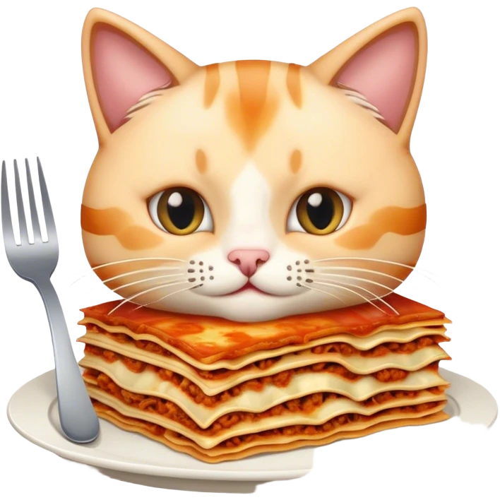 Cat eating lasagna emoji