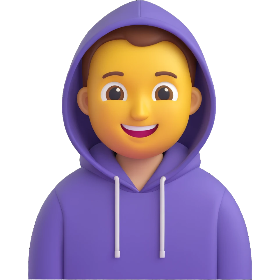 Paul Graham emoji, smiling, wearing a hoodie emoji
