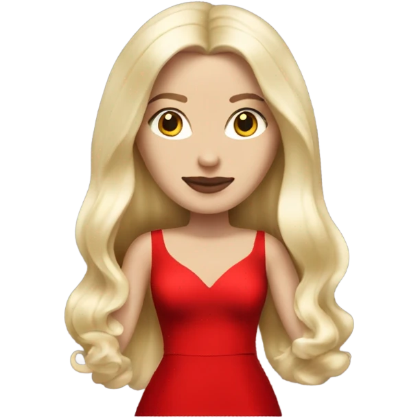 white blonde woman in red dress and high heels long hair Louboutin heels emoji