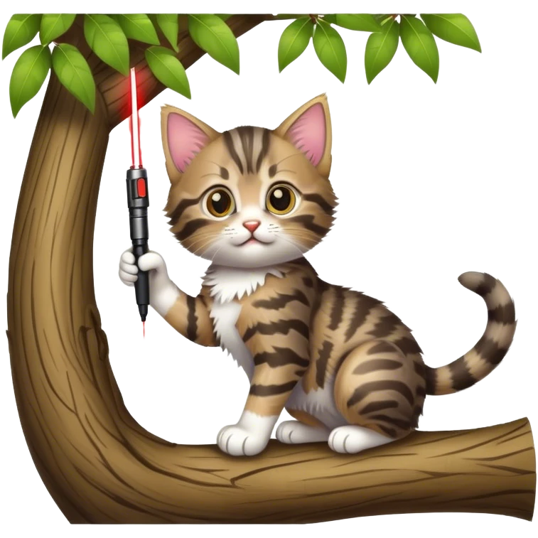 Tabby kitten tree laser emoji