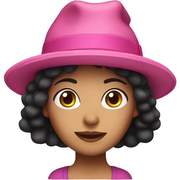 dark hair woman with pink hat emoji