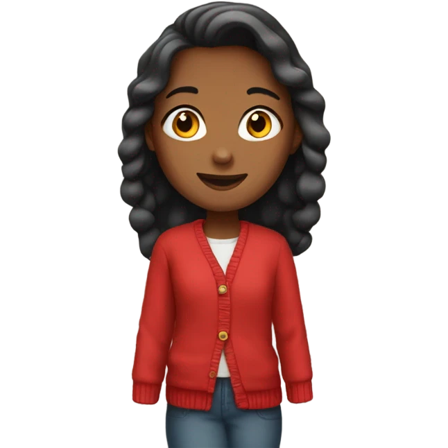 girl with red cardigan emoji