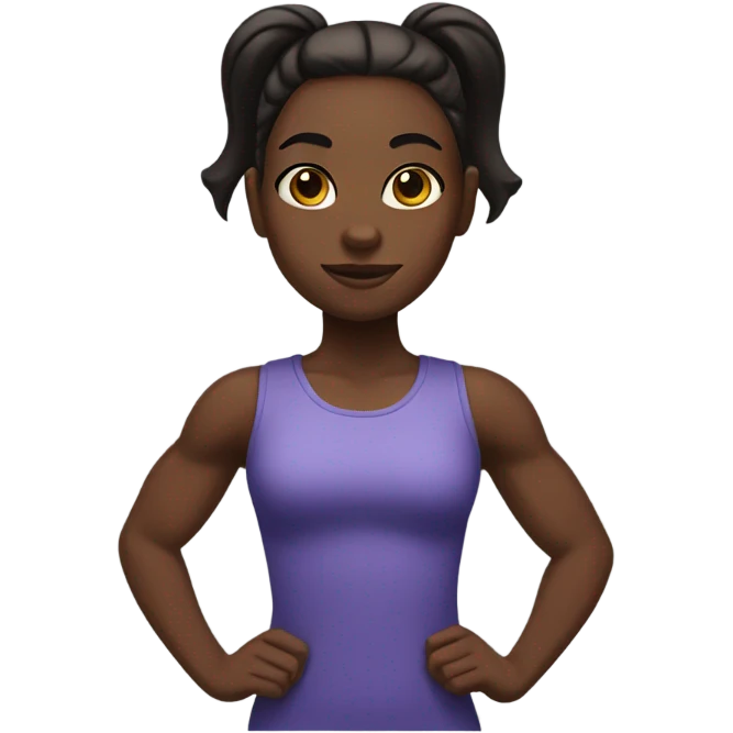 a girl have great muscle，black skin，ponytail emoji