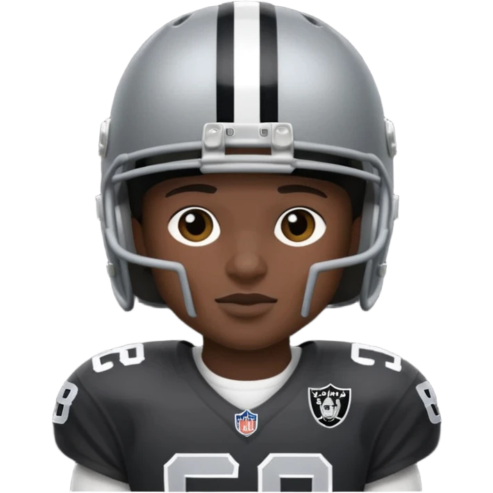 Wearing a Oakland raider helmet and uniform emoji