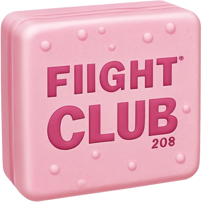 "fight club" text on a 3/4 foamy  pink soap emoji