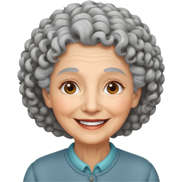 elderly woman curly hair emoji
