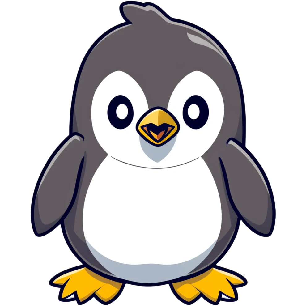 angry penguin cartoonish sticker emoji