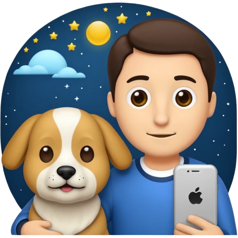 crea un emoji de buenas noches. Pon un texto : Buenas noches Javier y Tobi. Javier es una imagen de profesor y Tobi q sea imagen de un perro emoji