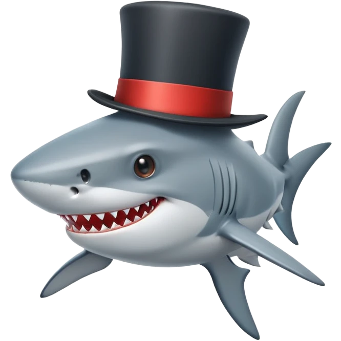 Shark with a top hat emoji